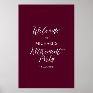 Burgundy Röd   Minimal Välkomstskylt för Pensionär Poster