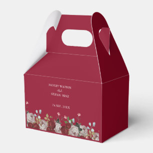 Burgundy Röd ros Blommigt Bröllop Presentaskar