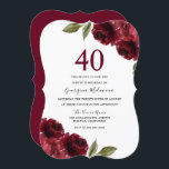 Burgundy Röd ros Elegant 40:e födelsedagen Party Inbjudningar<br><div class="desc">Burgundy Röd ros Elegant 40:e födelsedagsinbjudan Se matchningssamling i Niche och Nest Store</div>
