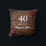 Burgundy Röd ros Rustic 40:e Bröllop-årsdagen Kudde<br><div class="desc">Burgundy Röd ros Rustic 40:e Bröllop-årsdagen Gift Pillow Se matchningsinbjudan och samlingen i Niche and Nest Store</div>