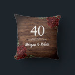 Burgundy Röd ros Rustic 40:e Bröllop-årsdagen Kudde<br><div class="desc">Burgundy Röd ros Rustic 40:e Bröllop-årsdagen Gift Pillow Se matchningsinbjudan och samlingen i Niche and Nest Store</div>