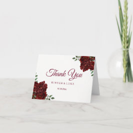 Burgundy röd rosbröllop eller Quinceanera tack