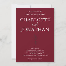 Burgundy Romantic Botanical Wedding bjudande