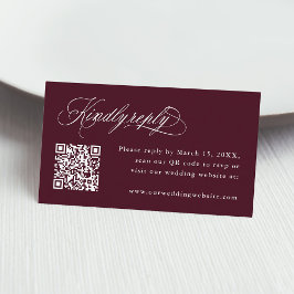 Burgundy Romantic Calligraphy Bröllop OSA Tilläggskort