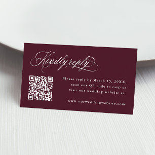 Burgundy Romantic Calligraphy Bröllop OSA Tilläggskort