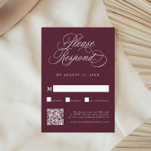 Burgundy Romantic Calligraphy Bröllop QR Code