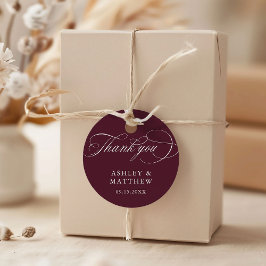 Burgundy Romantic Calligraphy Bröllop Tack Gåvor Etiketter