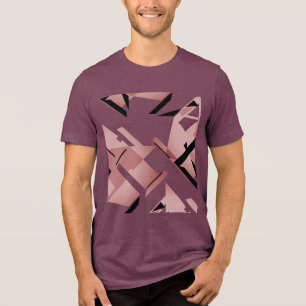 Burgundy Rosa Black Shapes Abstrakt MCM-inspirerad T Shirt