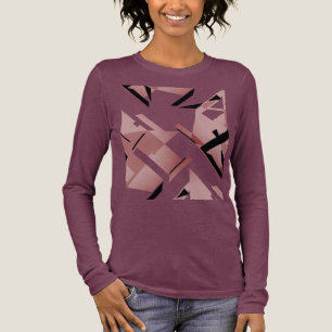 Burgundy Rosa Black Shapes Abstrakt MCM-inspirerad T Shirt