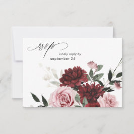Burgundy & Rosa Blommigt 6 w OSA kort