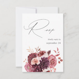 Burgundy & Rosa Blommigt 8A w Meal OSA Kort