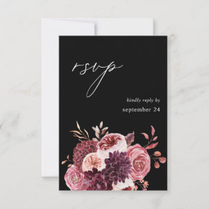 Burgundy & Rosa Blommigt 8B w Meal OSA - Black Kort