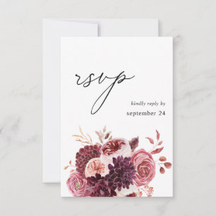 Burgundy & Rosa Blommigt 8B w OSA Kort