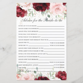 Burgundy  Rosa Blommigt Adress to Bride to be