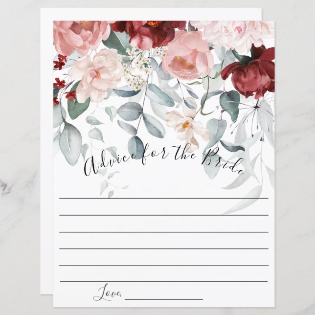 Burgundy  Rosa Blommigt Advice for Bride (Fram/baksida)