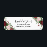 Burgundy & Rosa Blommigt Bröllop Returadress Returadress Etikett<br><div class="desc">Den här bröllop-designen har söt målad, vattenfärgad blomning i djup röd burgundi och skuggor av rosa, accentuerad med grönt löv. Klicka på anpassningsknappen om du vill ha mer flexibilitet när du ändrar texten eller flyttor grafiken! Det finns både variationer i denna design och samordnade produkter i vår butik, zazzle.com/doodlelulu*. Kontakta...</div>