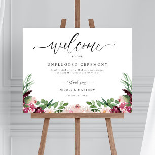 Burgundy  Rosa Blommigt-Ceremonisk signatur som in Poster