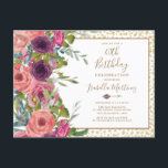 Burgundy Rosa Blommigt Guld Glitter 40:e födelseda Inbjudan Vykort<br><div class="desc">40:e födelsedag med vacker boho-stil burgundy och rosa vattenfärgsfärgad blommigt på vit bakgrund med guld glitter. Kontakta oss om du behöver hjälp med anpassning eller om du vill be om matchning eller samordning av produkter.</div>