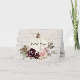 Burgundy Rosa Blommigt Guld White Pumpkin Tack Kort