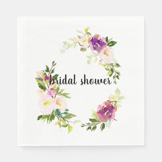 Burgundy Rosa Blommigt Pappersservett (Framsidan)