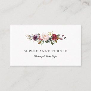 Burgundy Rosa Blommigt Professionell Makeup Artist Visitkort