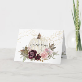 Burgundy Rosa Blommigt Pumpkin Guld Star Tack Kort