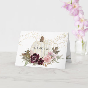 Burgundy Rosa Blommigt Pumpkin Guld Star Tack Kort