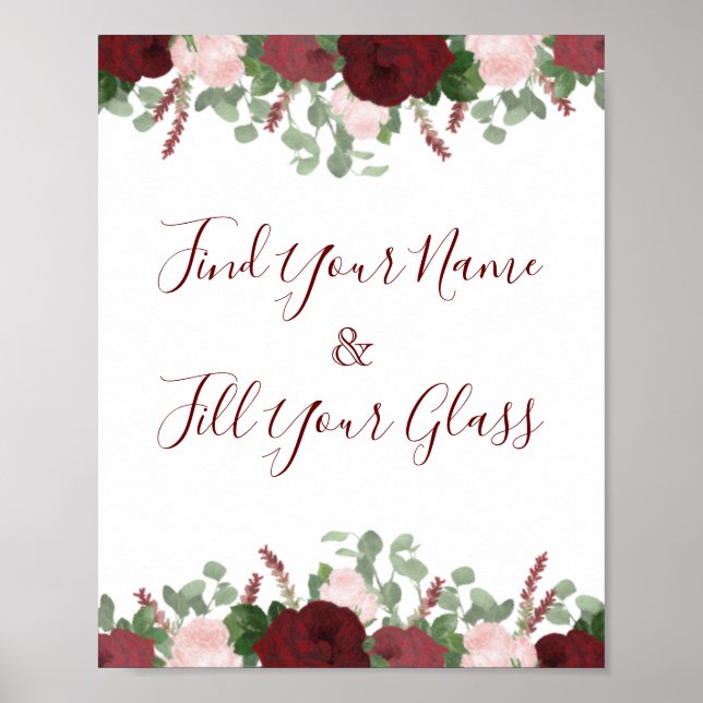 Burgundy Rosa Blommigt Ro Möhippa Decor Poster (Framsidan)