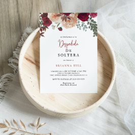 Burgundy Rosa  Blommigt Spanska Möhippan Inbjudningar