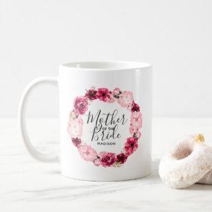 Burgundy & Rosa Blommigt Utandning Budens mamma Kaffemugg