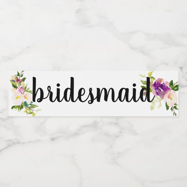 Burgundy Rosa Blommigt Vattenflaskor Etikett (Singel etikett)