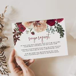 Burgundy Rosa Blush Blommig Bröllopsrecept Förfråg Tilläggskort
