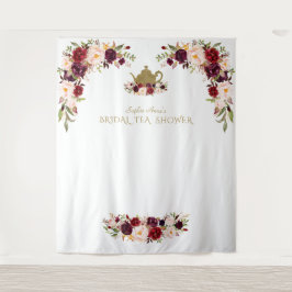 Burgundy Rosa Bröllopsdusch Tea Fotoautomat