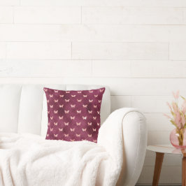 Burgundy Rosa Butterflies Kudde