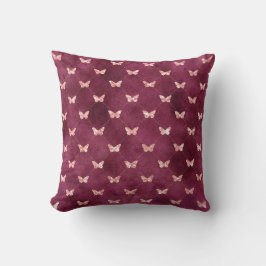 Burgundy Rosa Butterflies Kudde