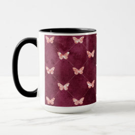 Burgundy Rosa Butterflies Mugg