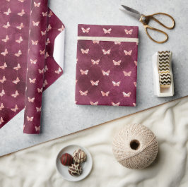 Burgundy Rosa Butterflies Presentpapper