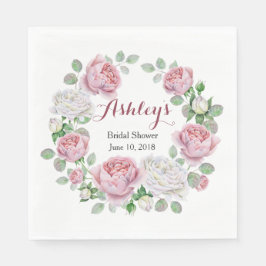 Burgundy Rosa Country Rosenkrans Bröllopsdusch Pappersservett