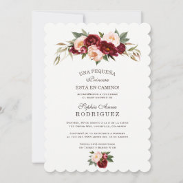 Burgundy Rosa Flowers Invación de Baby Shower Inbjudningar