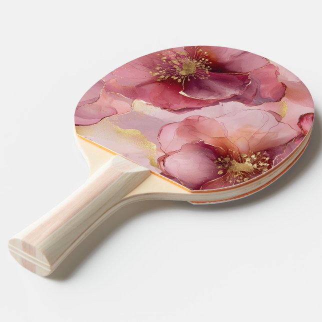 Burgundy Rosa Flowers Pingisracket (Frontvinkel)