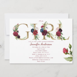 Burgundy Rosa Guld Ro Flicka Shower Inbjudningar