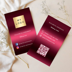 Burgundy rosa logotyp Qr-kod social mediapremie Visitkort