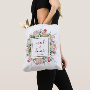 Burgundy Rosa Maid of honor Bröllop Tygkasse