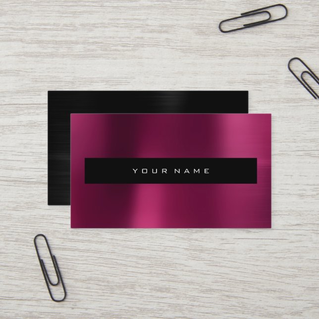 Burgundy Rosa Metallic Black Mode Stylist Visitkort (Fram/Back In Situ)