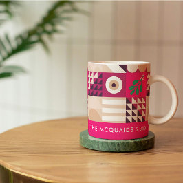 Burgundy Rosa Modern geometrisk jul Kaffemugg