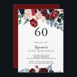 Burgundy Rosa Navy Blommigt 60:e Födelsedagsfesten Inbjudningar<br><div class="desc">Denna burgundiska rosa-marinens blommigt 60:e födelsedagsfest inbjudan är perfekt för en rustisk födelsedagsfest. Konstruktionen har vattenfärgsfärg,  rosa,  ,  marin,  blå och burgundisk persilja,  ro med grönt foliage som är väl sammansatt i elegant bouquets.</div>