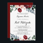 Burgundy Rosa Navy Blommigt Bat mitzvah Inbjudningar<br><div class="desc">Den här bat mitzvah inbjudan till den burgiga rosa marinen är perfekt för en bat mitzvah. Konstruktionen har vattenfärgsfärg,  rosa,  ,  marin,  blå och burgundisk persilja,  ro med grönt foliage som är väl sammansatt i elegant bouquets.</div>