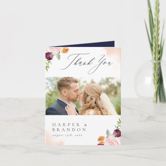 Burgundy Rosa Navy Blommigt Botanique Tack (Framsida)