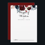 Burgundy Rosa Navy Blommigt Bröllop Ord i Wisdom Rådkort<br><div class="desc">Detta burglösa rosa marinens blommigt bröllop ord av visdomskort är perfekt för ett rustiskt bröllop. Konstruktionen har vattenfärgsfärg, rosa, , marin, blå och burgundisk persilja, ro med grönt foliage som är väl sammansatt i elegant bouquets. De här korten är perfekter för bröllop, möhippa, babydusch, studentfest och mycket mer. Anpassa korten...</div>