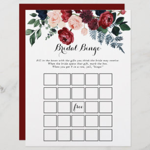 Burgundy Rosa Navy Blommigt Möhippa Bingo Game